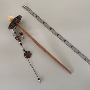 Wooden Hindu Hair Stick with Charms